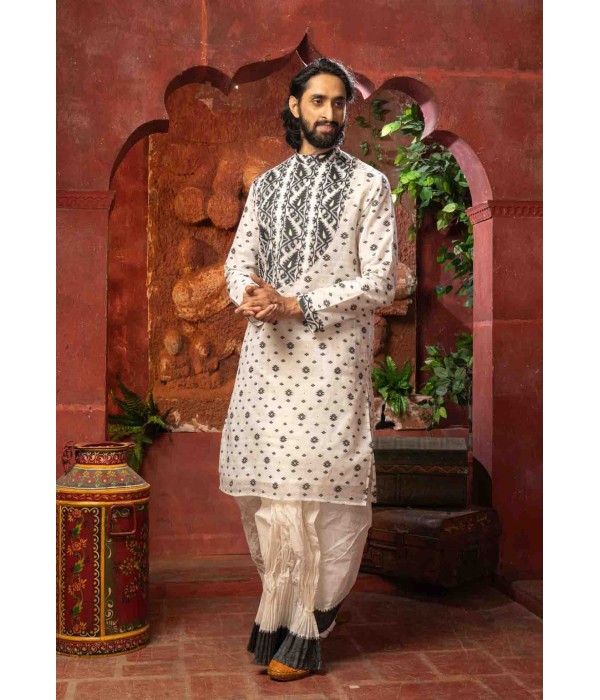 Men’s Regal Bangalore Silk Wedding Festival Kurta & Dhuti Set 