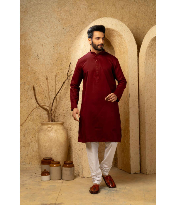 Men’s Refined Cotton Silk Occasion Kurta with Pyjama Set 