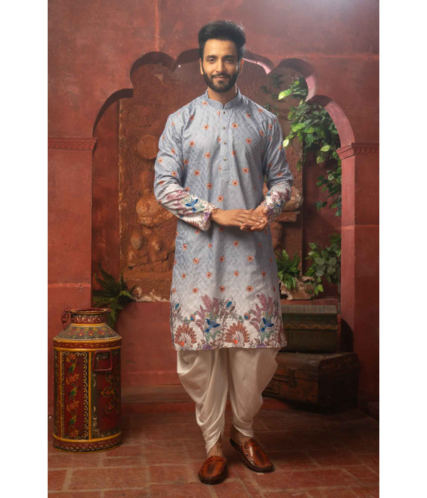 Men’s Classic Cotton Silk Wedding & Festive Kurta with COWL 