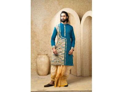 Men’s Majestic Cotton Silk Occasion Kurta with Dhuti Set 