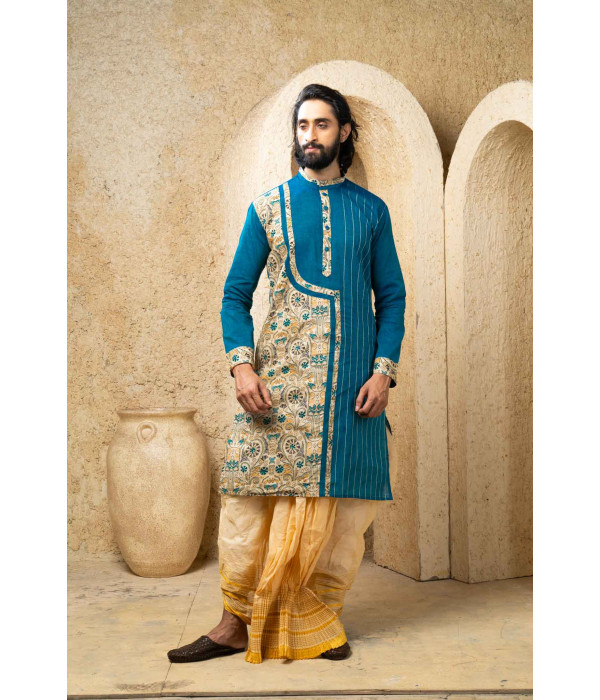Men’s Majestic Cotton Silk Occasion Kurta with Dhuti Set 