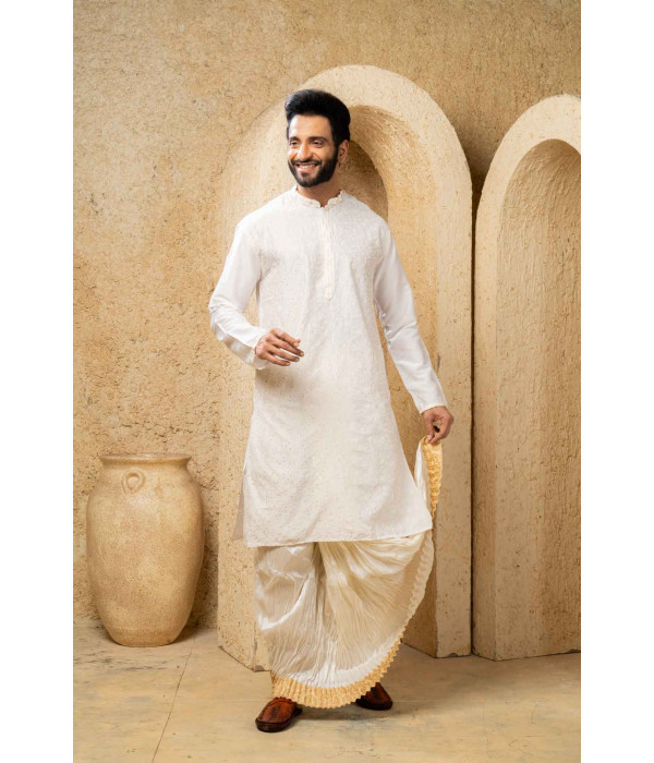 Men’s Imperial Cotton Silk Occasion Kurta with Dhuti Set 