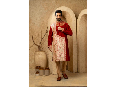 Men’s Elegant Cotton Silk Occasion Kurta with Pyjama Set 