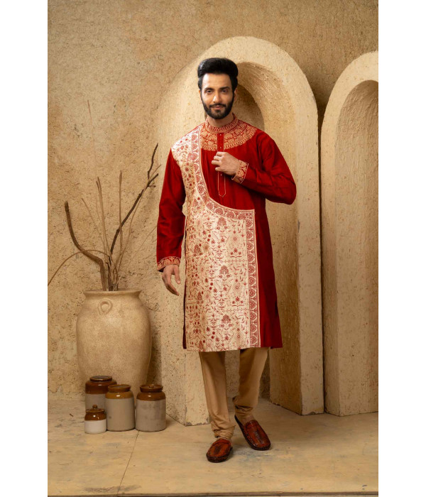 Men’s Elegant Cotton Silk Occasion Kurta with Pyjama Set 