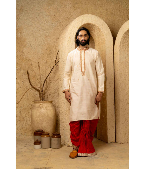 Men’s Grand Cotton Silk Occasion Kurta with Dhuti Set 