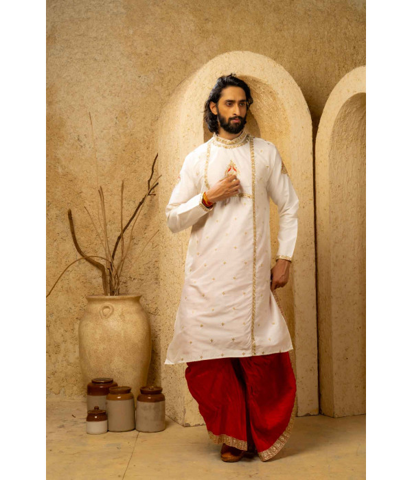 Men’s Regal Cotton Silk Occasion Kurta with Dhuti Set 