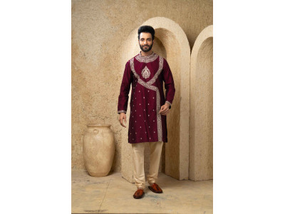 Men’s Regal Bangalore Silk Wedding Festival Kurta & Pyjama Set 