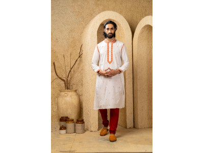 Men’s Classic Cotton Silk Wedding & Festive Kurta with Pyjama Set 
