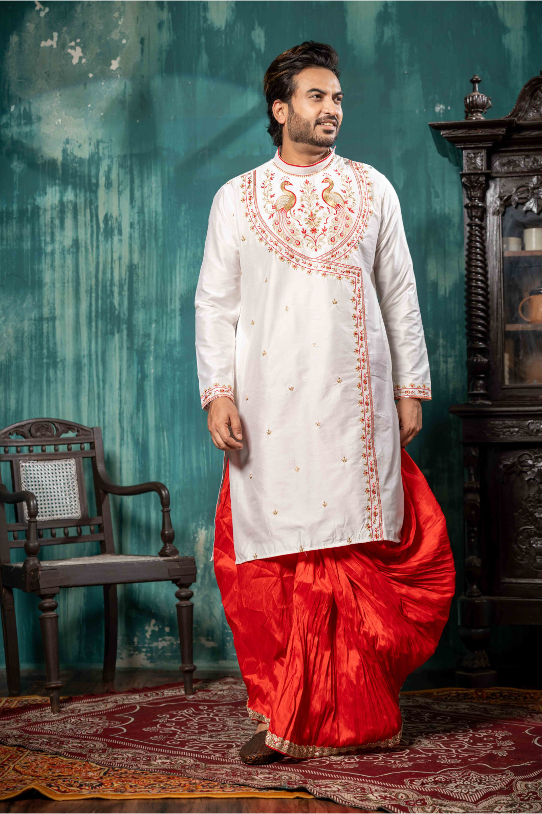 Men’s Assam Silk Kurta with Dhoti Set