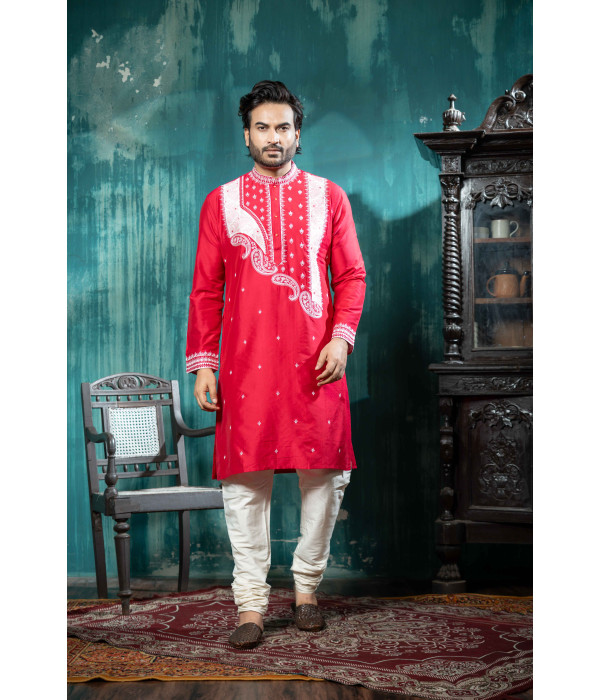 Men’s Cotton Silk Kurta with Pyjama Set