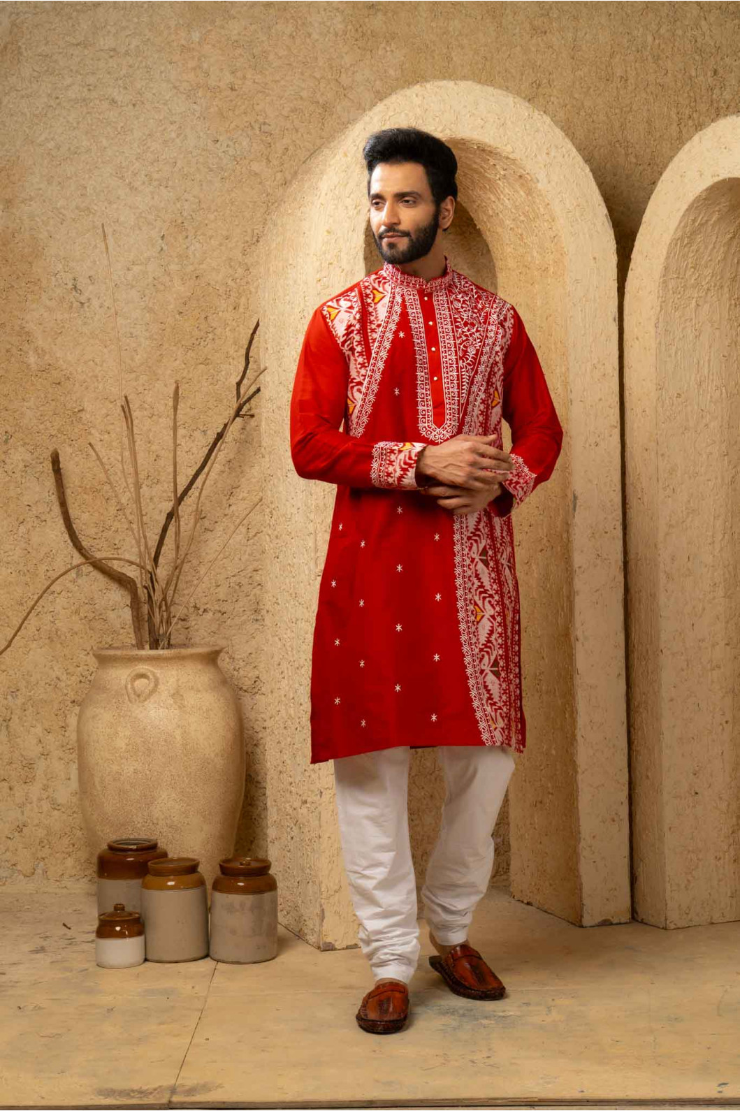 Men’s Heritage Cotton Silk Occasion Kurta with Pyjama Set 