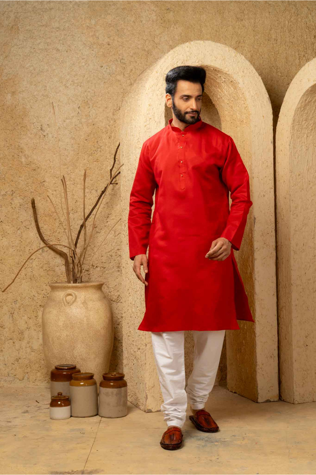 Men’s Refined Cotton Silk Occasion Kurta with Pyjama Set 