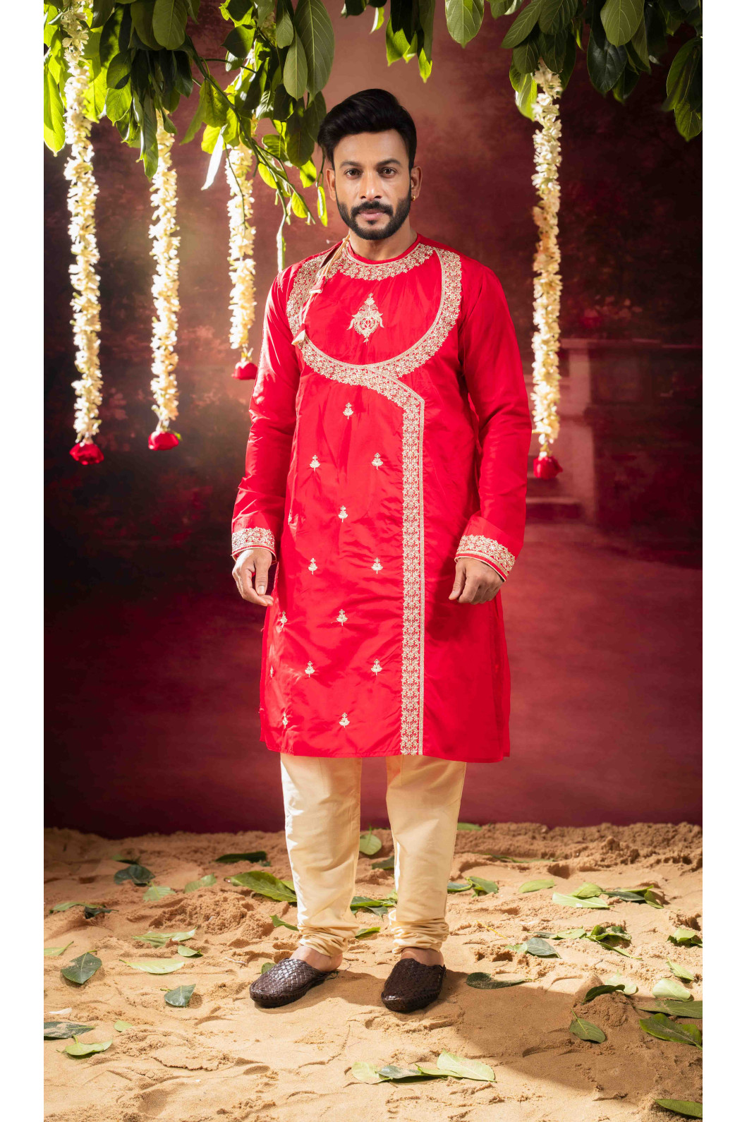 Men’s Traditional Bangalore Silk Wedding Kurta & Pyjama Set 