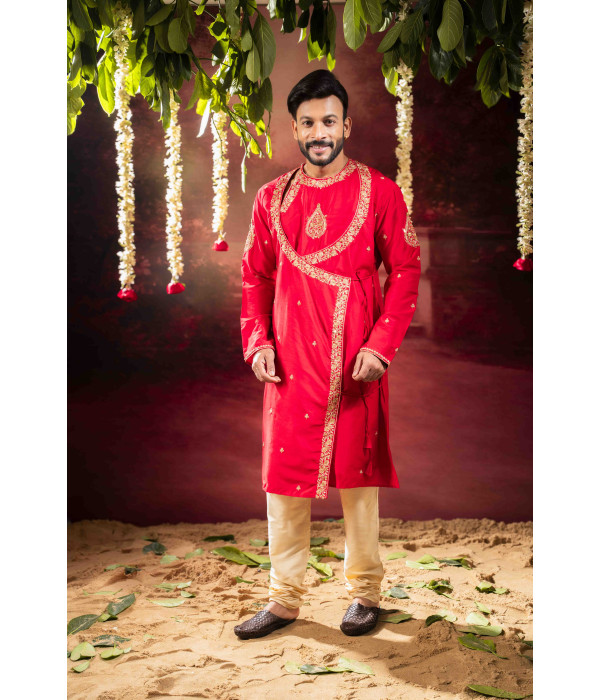 Men’s Classic Cotton Silk Wedding & Festive Kurta with Pyjama Set 