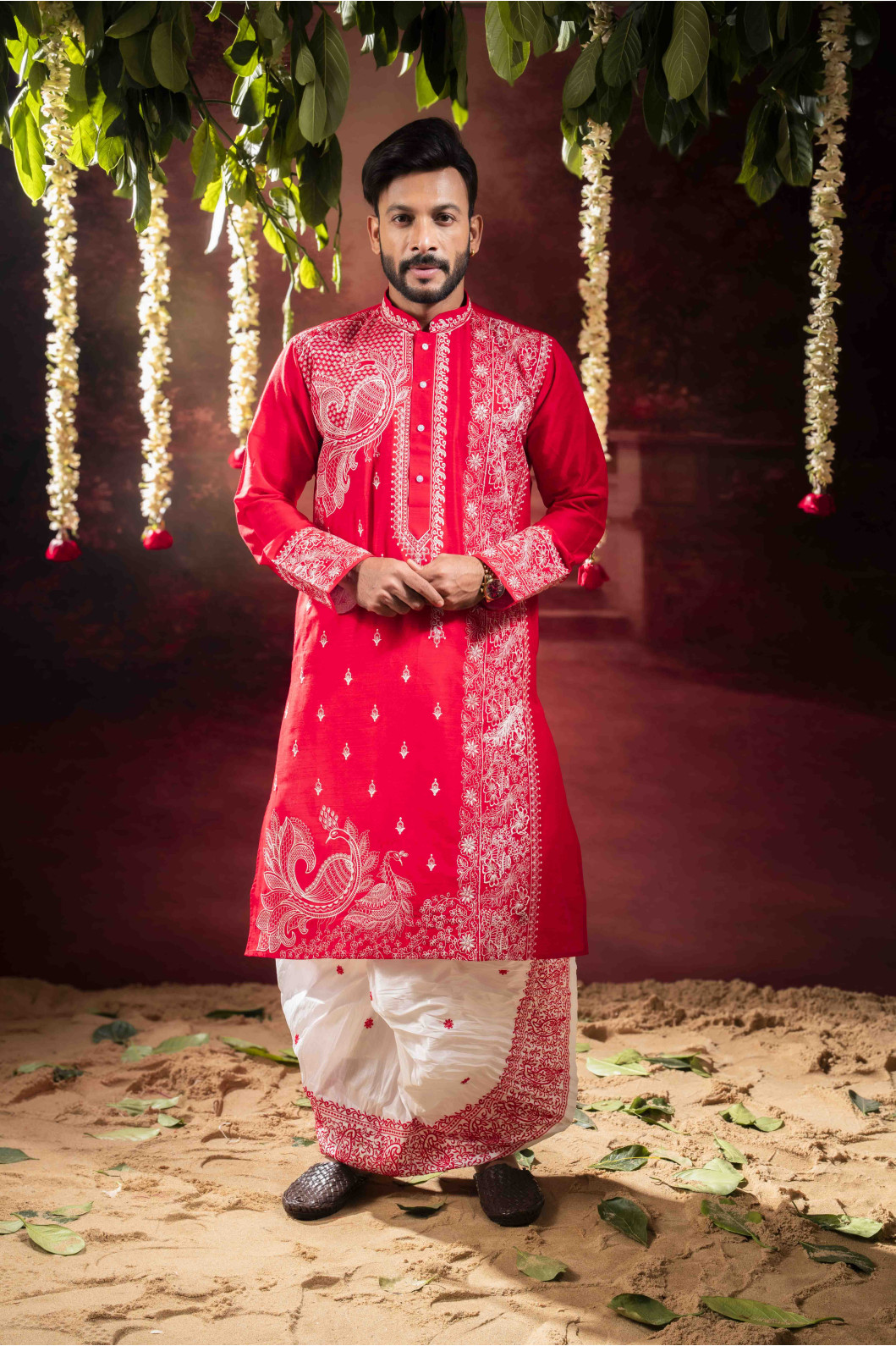 Men’s Royal Cotton Silk Occasion Wear Dhuti Set 