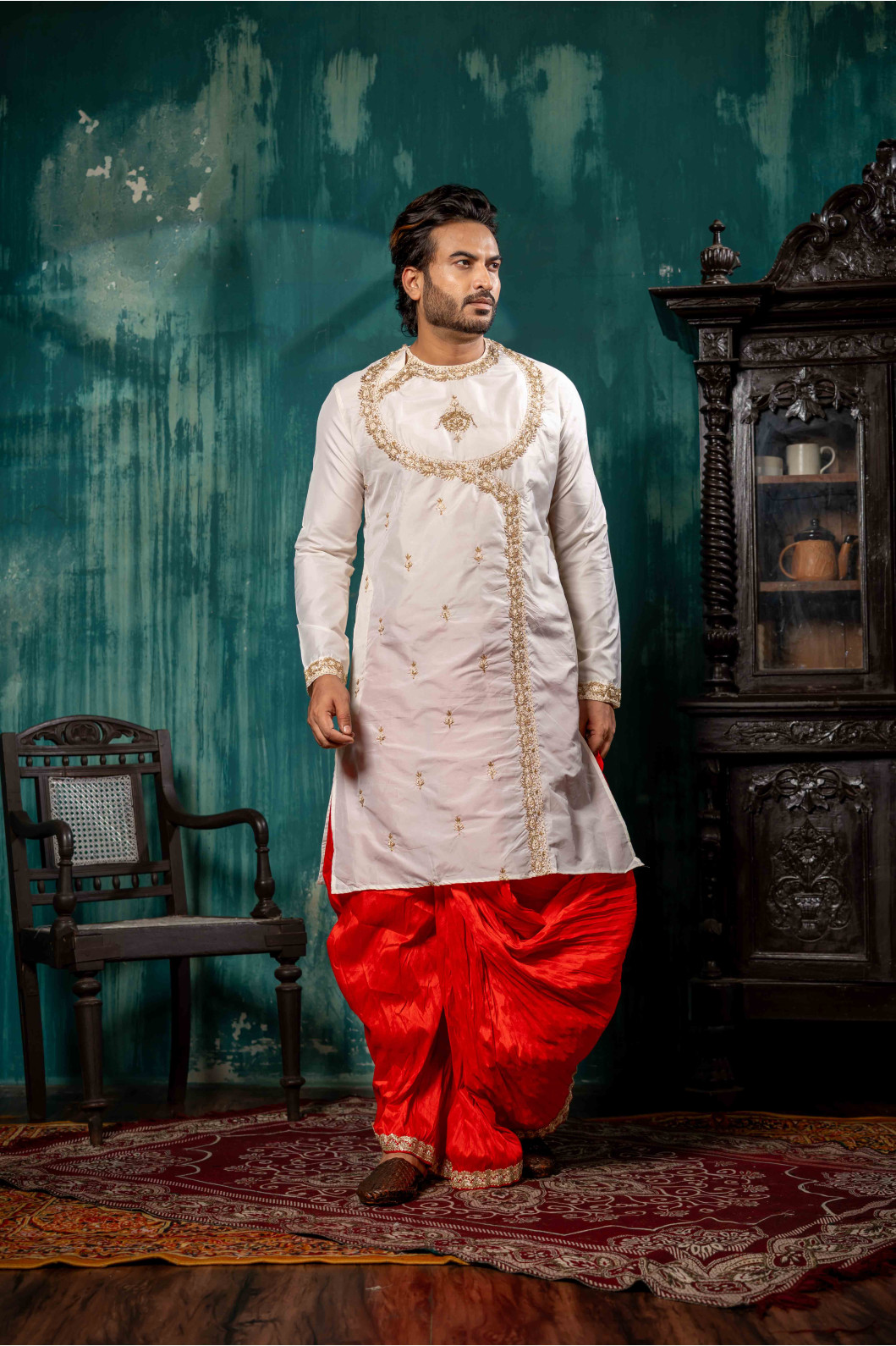 Men’s Elegance Pure Silk Kurta with Dhoti Set