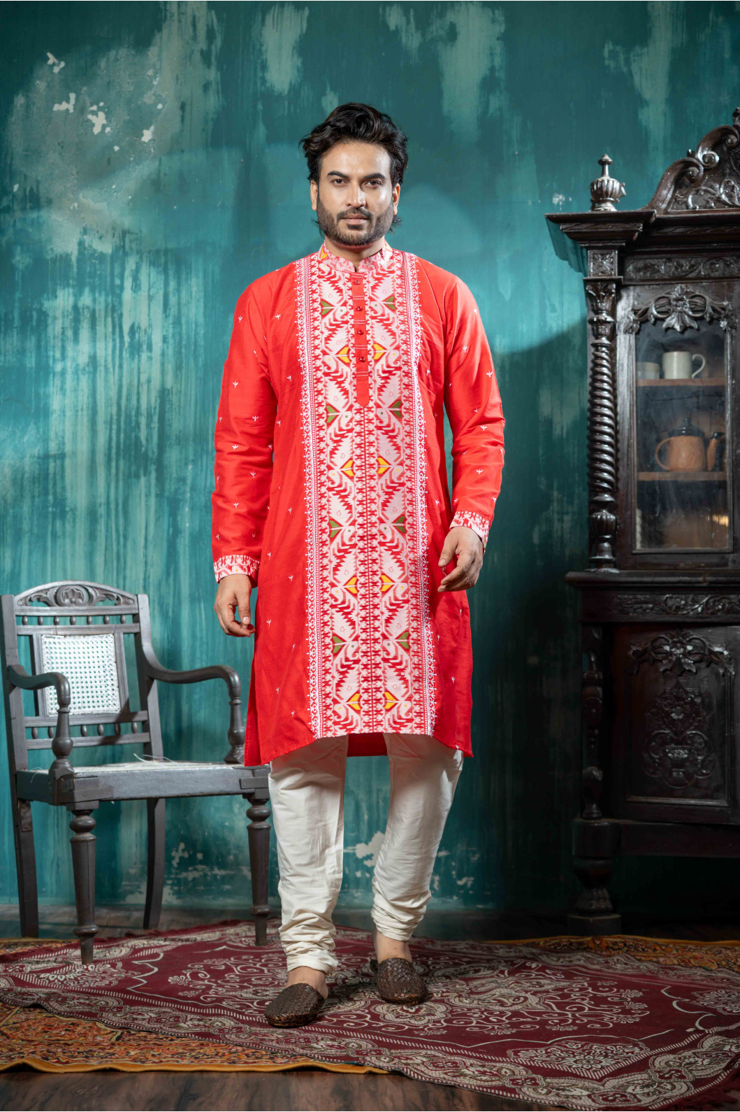 Men’s Refined Cotton Silk Kurta with Pyjama Set