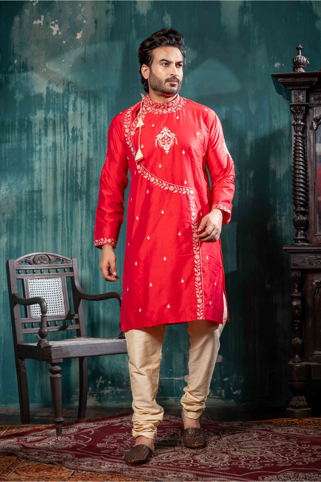 Men’s Classic Raw Silk Kurta with Pyjama Set