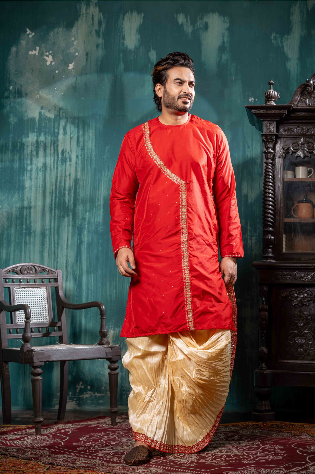 Men’s Signature Assam Silk Kurta with Dhoti Set