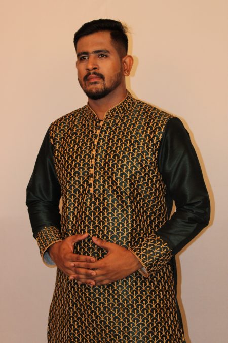 Men's Raw Silk All Over Embroidery Work Kurta Pajama
