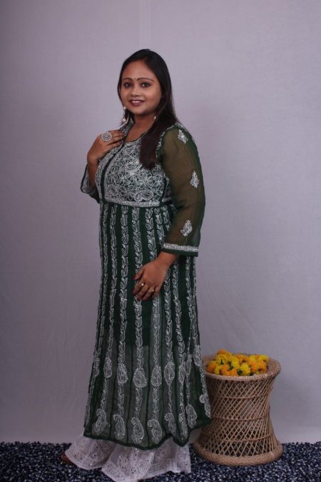 Men's Bengal Style Front Embroidery Work Kurta Dhoti