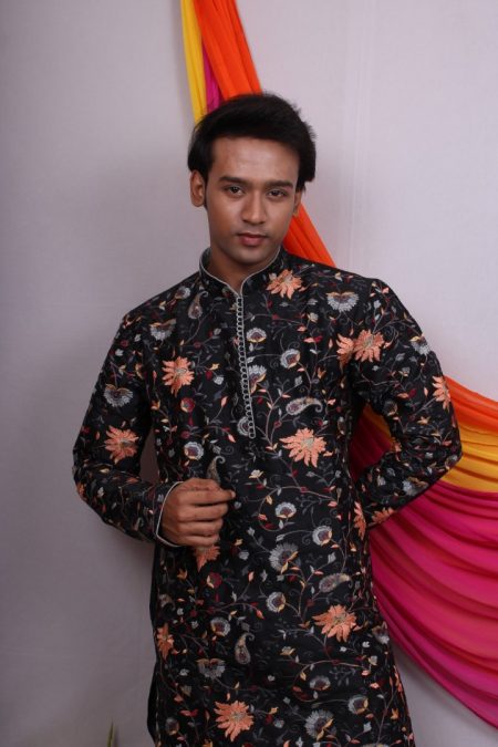 Men’s Royal Raw Silk Wedding Wear Pyjama Set