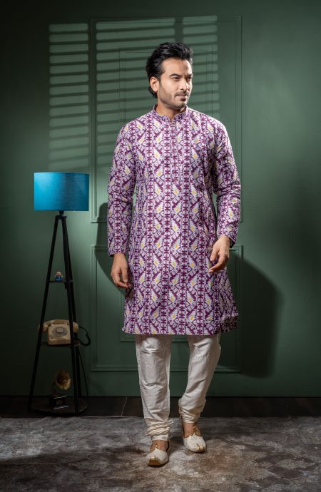 Men’s Ethnic Jamdani Kurta Pajama Set  Allover Elegance, Timeless Tradition