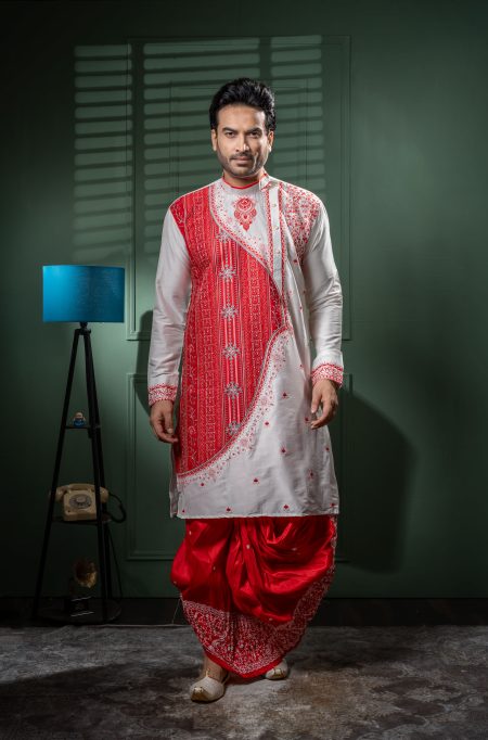 Men’s Designer Embroidered Kurta Dhoti Set – Wedding & Festive We An Exclusive Ensemble for Weddings & Celebrations
