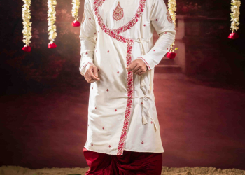 Men’s Classic Cotton Silk Wedding & Festive Kurta with Dhuti Set