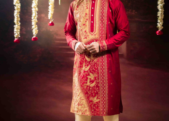Men’s Traditional Raw Silk Wedding & Festive Kurta with Pyjama Set