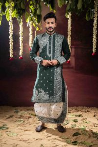Men’s Royal Cotton Silk Occasion Wear Dhuti Set