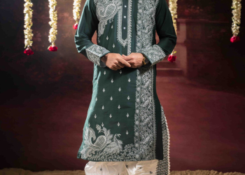 Men’s Royal Cotton Silk Occasion Wear Dhuti Set