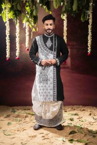 Men’s Regal Cotton Silk Occasion Kurta with Dhuti Set