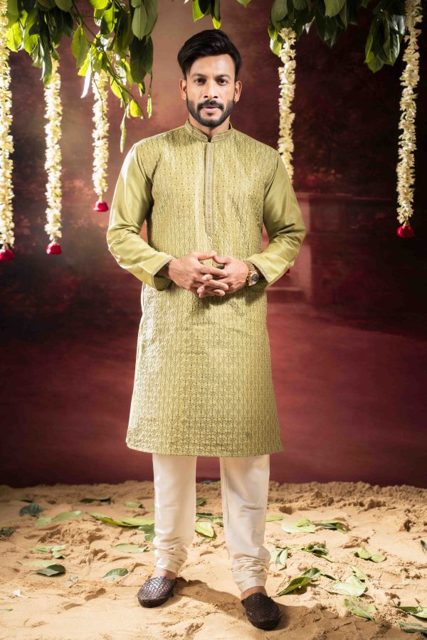 Men’s Bhagalpuri Silk Wedding & Festive Kurta with Pyjama Set 4 DSC09579